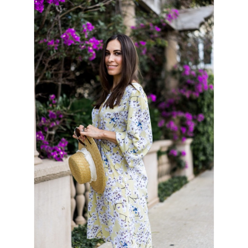 Anna Glover x H&M floral dress yellow NWOT 34/4